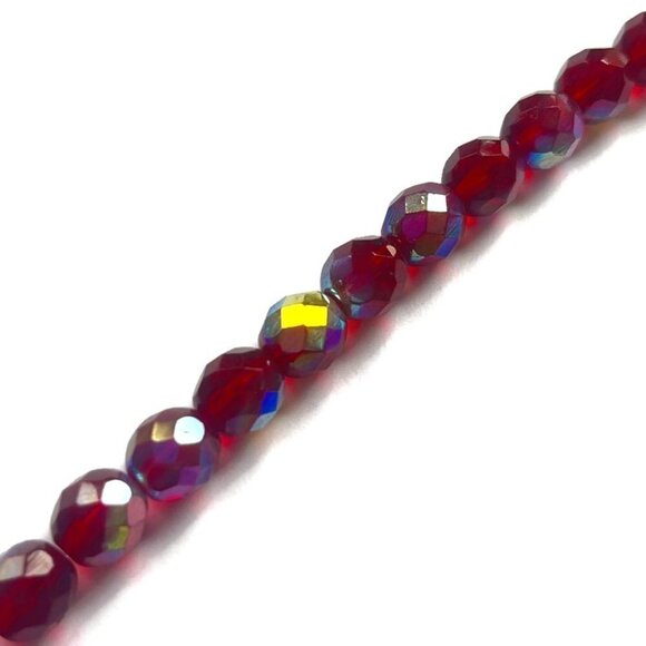 As Low as $2 Ruby Red AB Rondelle Fire Polish Czech Beads 8mm (15) - Picture 1 of 3